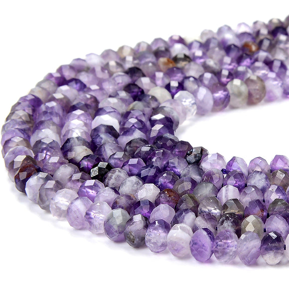 Natural Amethyst Gemstone Grade A Micro Faceted Rondelle 5X4MM Loose Beads (P93)