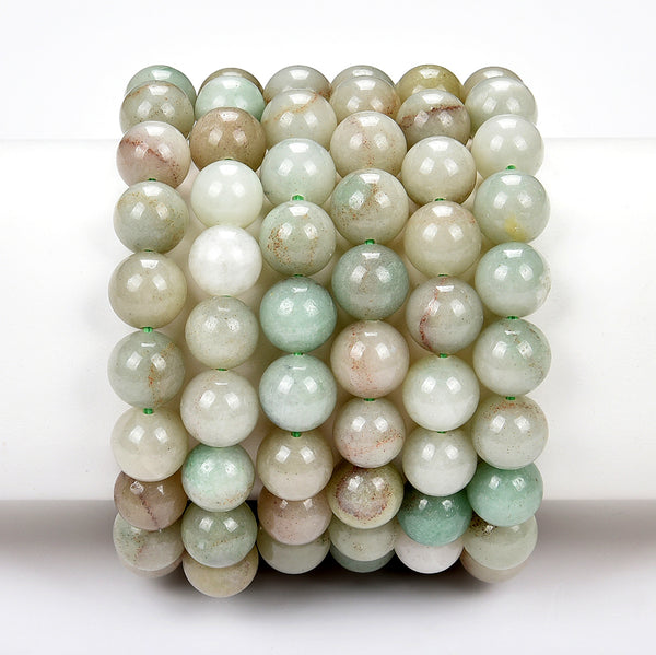 Natural Green Aventurine Gemstone Round Bracelet 8MM 10MM 7.5 inch Strand (S21)