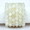 Natural White Moonstone Gemstone Round Bracelet 8MM 10MM 7.5 inch Strand (S20)