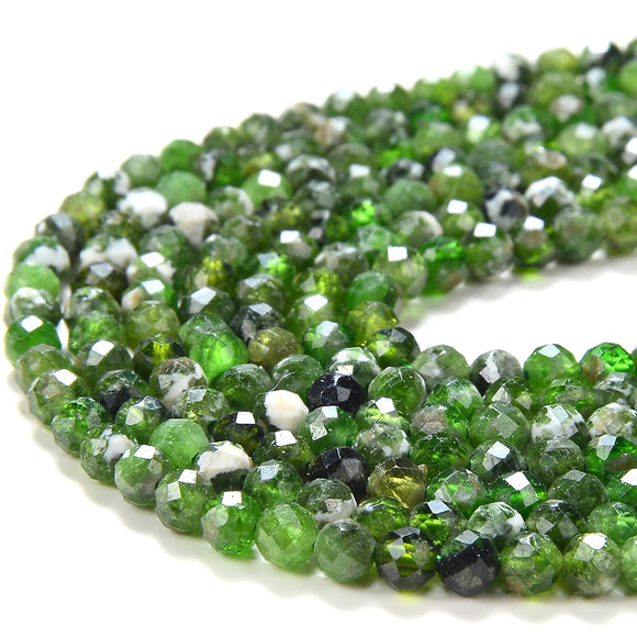 Natural Chrome Diopside Gemstone Grade A Micro Faceted Round 2MM 3MM Loose Beads 15 inch Full Strand (P53)