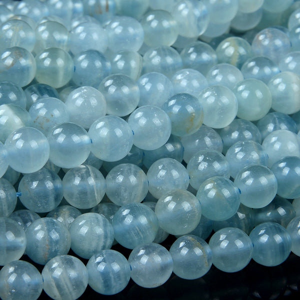 Rare Natural Argentina Lemurian Aquatine Calcite Light Blue Gemstone Grd AAA Round 5MM 6MM 7MM 8MM 9MM 10MM 11MM 12MM 13MM Loose Beads (D92)