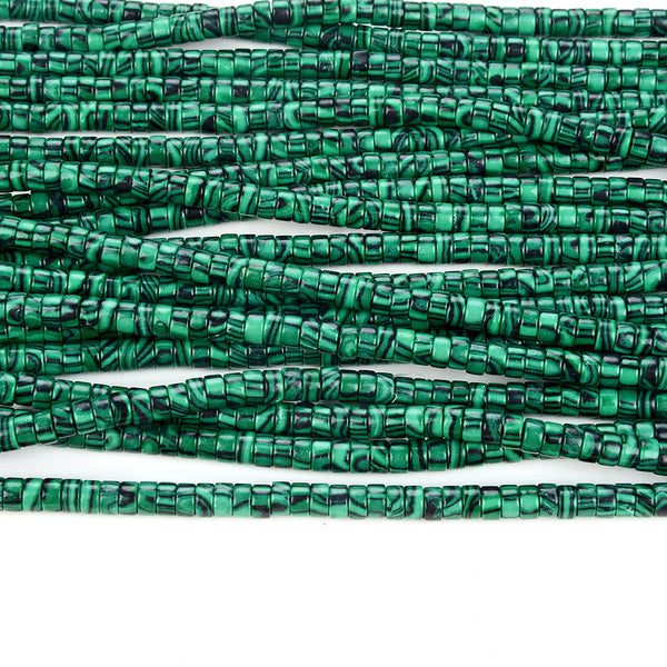 4X2MM Malachite Gemstone Heishi Discs beads Loose Beads (P16)