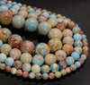 Light Blue Sea Sediment Imperial Jasper Gemstone Round 4mm 6mm 8mm 10mm Loose Beads 15.5 inch Full Strand (A270)