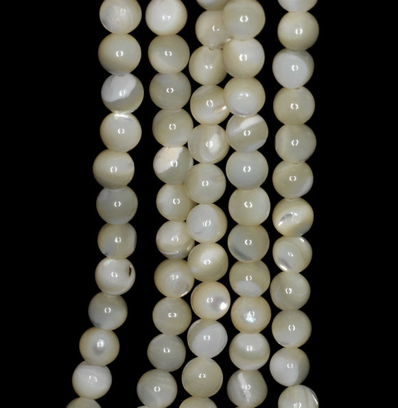 5mm White Sea Shell Gemstone Round Loose Beads 39 Beads (90144562-725B)