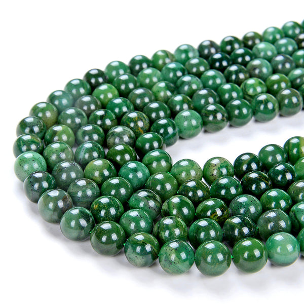 Natural African Green Jade Gemstone Grade AAA Round 6MM 8MM Loose Beads (D13)