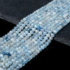 Natural Aquamarine Gemstone Grade AAA Micro Faceted Round 4MM 5MM 6MM Loose Beads 15 Inch Full Strand (P66)