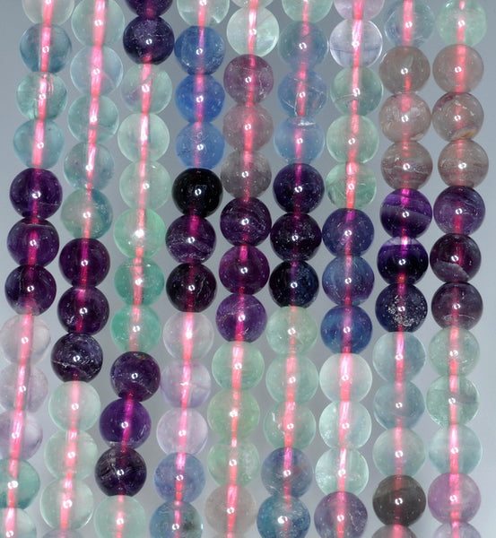 7mm Rainbow Fluorite Gemstone Grade B Round Loose Beads 15.5 inch Full Strand (90187757-687)