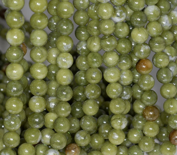 6mm Olive Jade Gemstone Green Round 6mm Loose Beads 15 inch Full Strand (80002956-804)