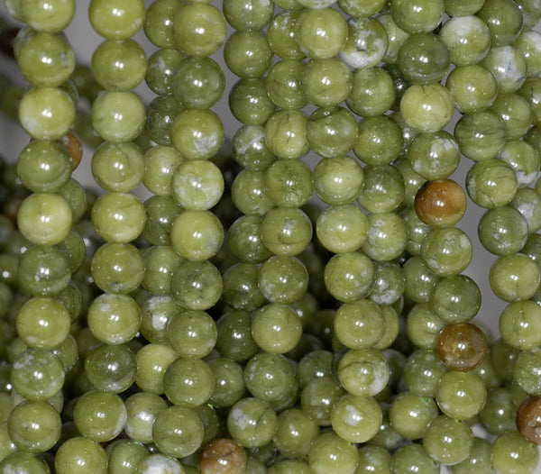 6mm Olive Jade Gemstone Green Round 6mm Loose Beads 15 inch Full Strand (80002956-804)