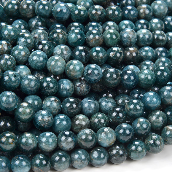 Natural Apatite Deep Blue Green Gemstone Grade Round 4MM 5MM 6MM 7MM 8MM Loose Beads (D119)