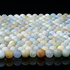 8MM Matte Beryl Aquamarine Gemstone Round Loose Beads (D162)