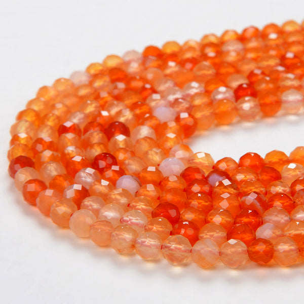 4MM Carnelian Red Agate Gemstone Grade AAA Micro Faceted Round Loose Beads 15 inch Full Strand (80009125-P14)