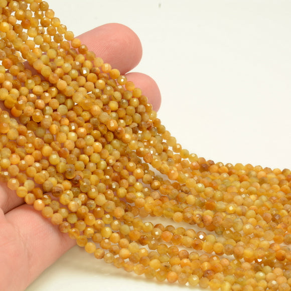 3MM Golden Tiger Eye Gemstone Micro Faceted Round 15.5 Inch Full Strand (80007270-A251)