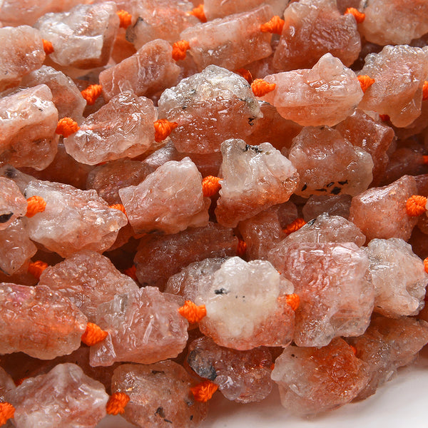 8X11MM Natural Sunstone Gemstone Grade AAA Rough Nugget Chunks Loose Beads (D114)