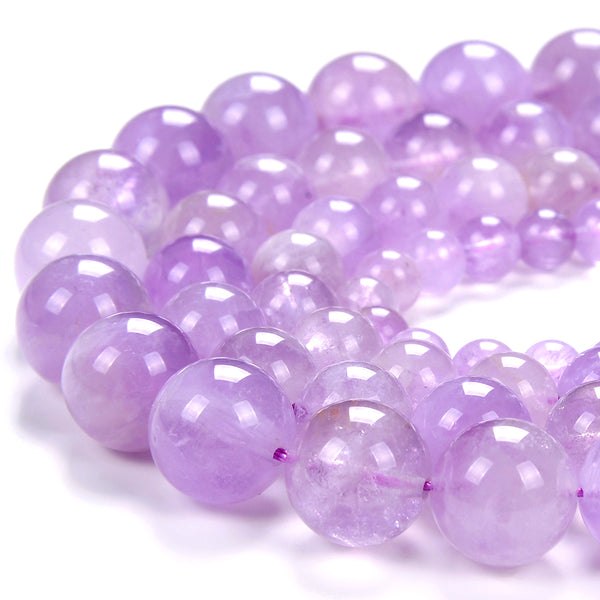 Natural Lavender Amethyst Gemstone Grade A Round 5MM 6MM 7MM 8MM 9MM 10MM 11MM 12MM 13MM Loose Beads (D285 D286)