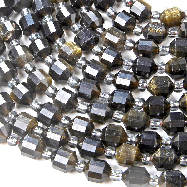 6MM Smoky Quartz Gemstone Faceted Prism Double Point Cut Loose Beads (D112)