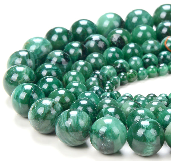 Natural Green Mica Muscovite in Fuchsite Light Green Gemstone Grade AAA Round 6MM 8MM 10MM 12MM Loose Beads (D258)