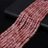 4MM Strawberry Quartz Gemstone Grade AAA Micro Faceted Square Cube Loose Beads (P19)