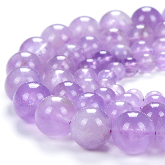 Natural Lavender Amethyst Gemstone Grade AA Round 5MM 6MM 7MM 8MM 9MM 10MM 11MM 12MM 13MM 14MM 15MM Loose Beads (D287 D288)