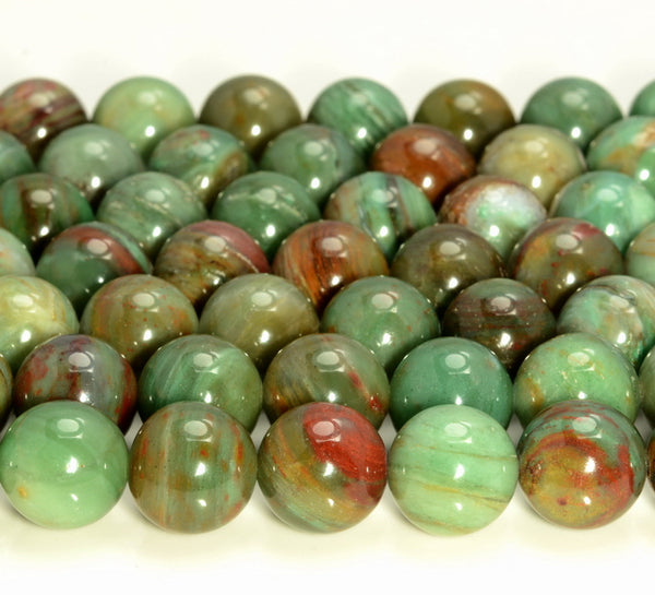 Green Brown Australia Dragon Blood Jade Gemstone Grade AAA Round 6MM 8MM 10MM Loose Beads (A267)