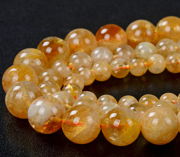 Natural Citrine Gemstone Grade AA Round 6MM 7MM 8MM 9MM 10MM 11MM 12MM 13MM Loose Beads (D152)