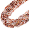 6-8MM Natural Red Rutilated Quartz Gemstone Pebble Nugget Loose Beads (D185)