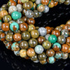 Natural Rare Pyrite in Chrysoprase Jade Gemstone Round 6MM 8MM 10MM Loose Beads (A296)