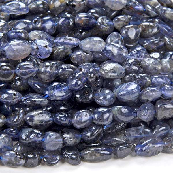 6-8MM Natural Iolite Gemstone Pebble Nugget Loose Beads (D185)