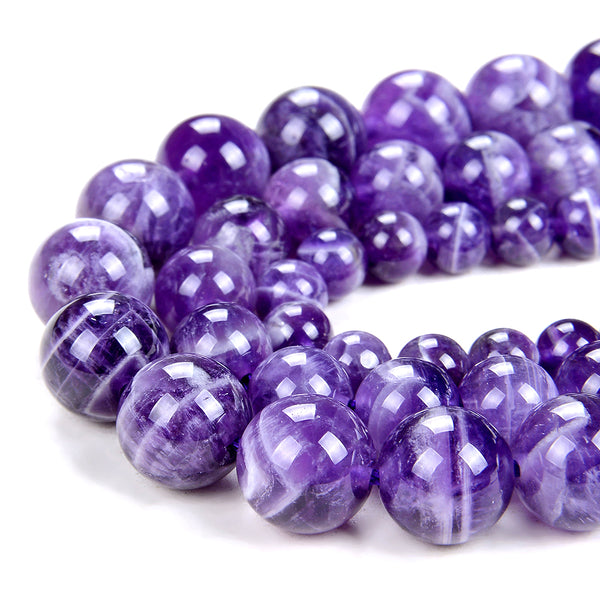 Dogtooth Chevron Amethyst Gemstone Round 6MM 8MM 10MM Loose Beads (A297)