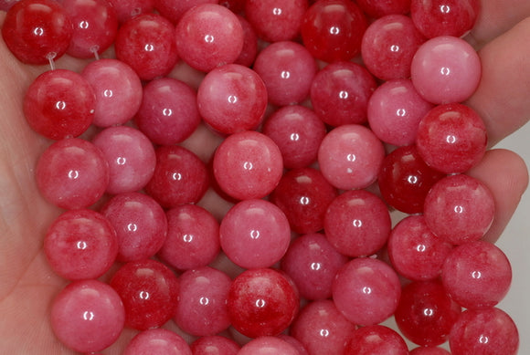 12mm Cherry Red Jade Gemstone Round Loose Beads 8 inch Half Strand (90187801-712B)