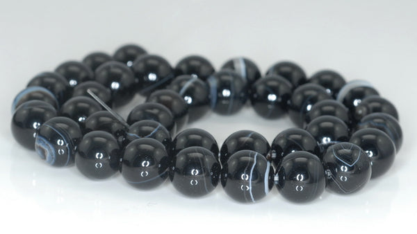 10mm Black Agate Gemstone Grade AA Round Loose Beads 15 inch Full Strand (90189316-676)