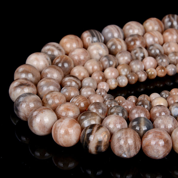 Natural Orange Gray Sunstone Gemstone Grade A Round 6MM 8MM 10MM 12MM 14MM Loose Beads (D8)