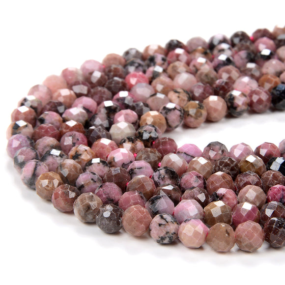 5MM Rhodonite Gemstone Grade A Micro Faceted Round Loose Beads 15.5 inch Full Strand (80009127-P14)