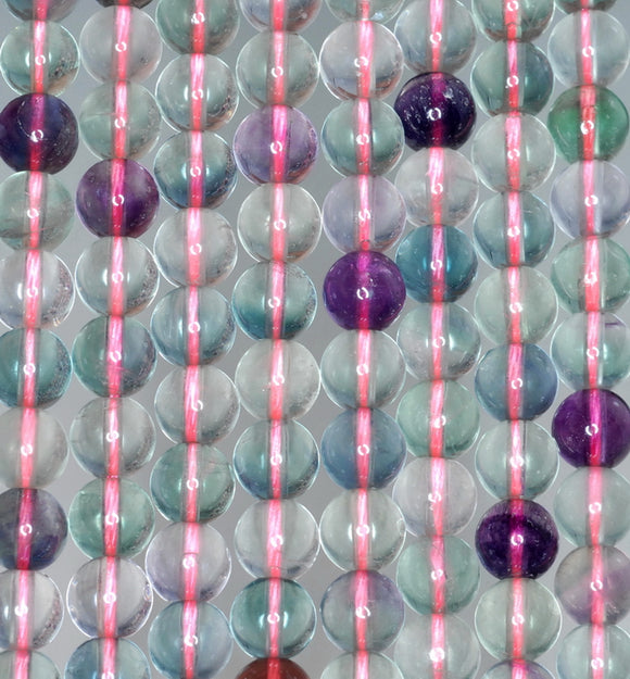 7mm Rainbow Fluorite Gemstone Grade AAA Round Loose Beads 15.5 inch Full Strand (90187766-686)