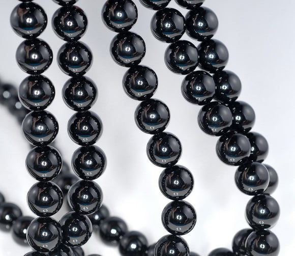 6mm Noir Black Onyx Gemstone Black Round Loose Beads 15.5 inch Full Strand (90164879-6)