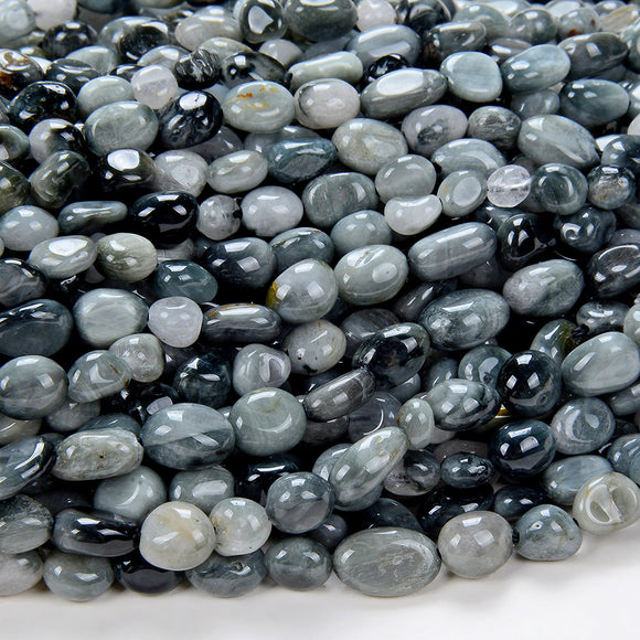 6-8MM Natural Eagle Eye Gemstone Pebble Nugget Loose Beads (D183)