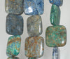 25X25mm Green Blue Chrysocolla Gemstone Square Loose Beads 7.5 inch Half Strand (90188507-675)