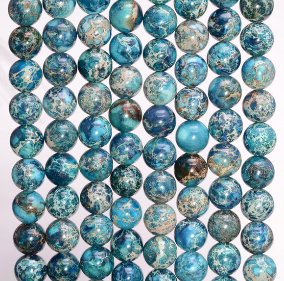 8mm Apatite Blue Sea Sediment Imperial Jasper Gemstone Grade AAA Round Loose Beads 7.5 inch Half Strand (80007614 H-A272)