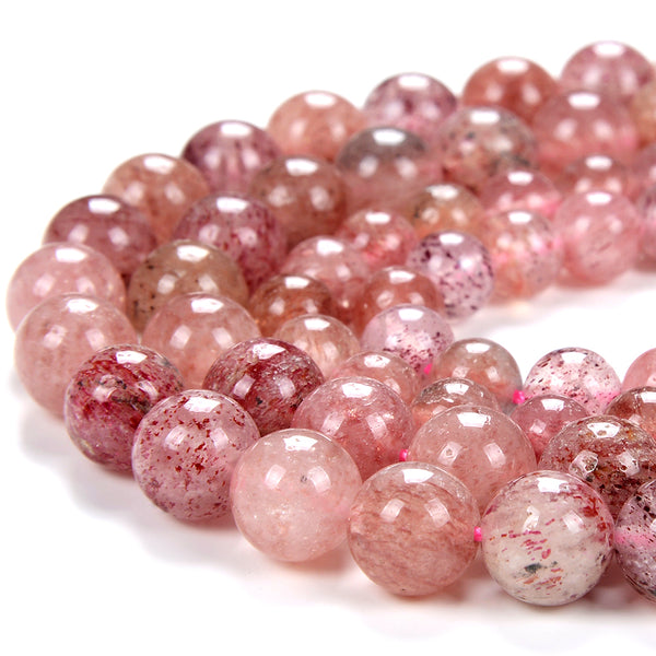 Natural Strawberry Quartz Light Gemstone Round 6MM 7MM 8MM Loose Beads (D291)