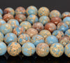 Light Blue Sea Sediment Imperial Jasper Gemstone Round 4mm 6mm 8mm 10mm Loose Beads 15.5 inch Full Strand (A270)