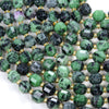 6MM Natural Ruby Zoisite Gemstone Faceted Prism Double Point Cut Loose Beads (D36)