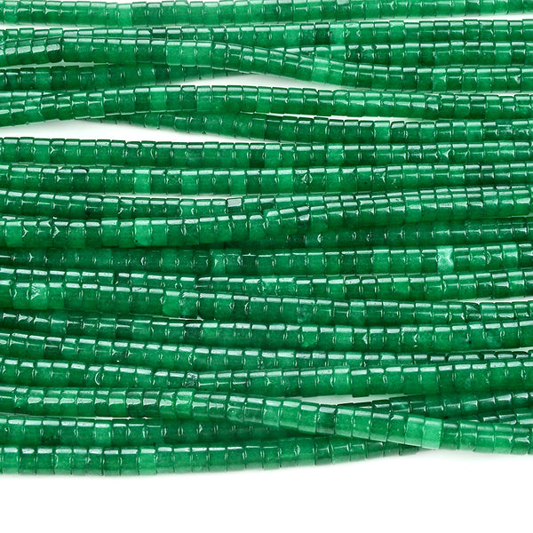 4X2MM Emerald Green Jade Gemstone Heishi Discs beads Loose Beads (P17)