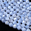 Natural Chalcedony Blue Lace Agate Gemstone Grade A Star Cut Faceted 5MM 7MM Loose Beads (D140)