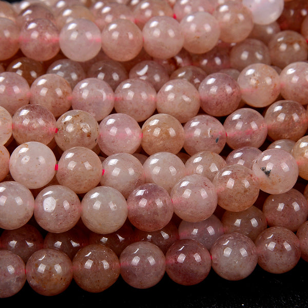 Natural Strawberry Quartz Light Gemstone Grade A Round 6MM 8MM 10MM Loose Beads (D130)