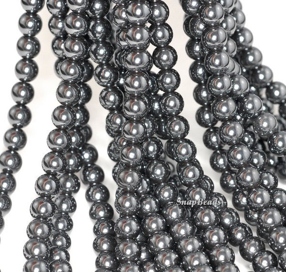 6mm Noir Black Hematite Gemstone Black Round Loose Beads 16 inch Full Strand (90147920-147)