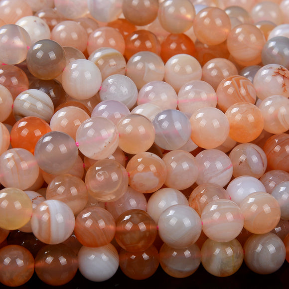 Natural Botswana Agate Orange Red Salmon Gemstone Grade AA Round 8MM 10MM 11MM Loose Beads (D162)