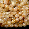 Natural Golden Rutilated Quartz Gemstone Grade A Pebble Nugget 9-10MM 10-11MM 11-12MM 12-13MM 13MM Loose Beads (D198)