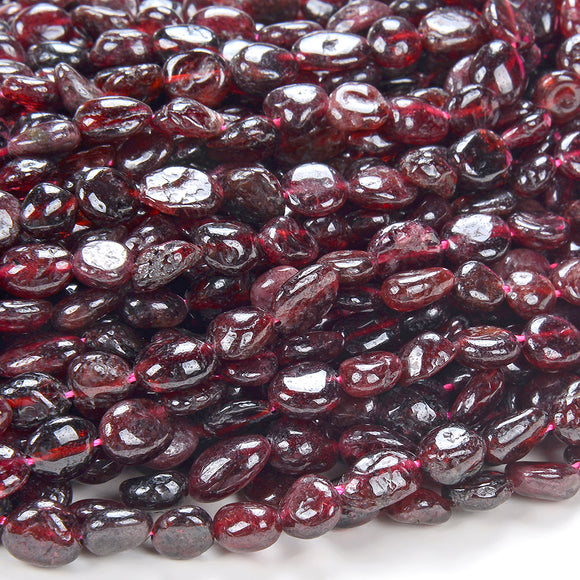 Natural Red Garnet Gemstone Pebble Nugget Edgy Finishing 6-8MM 8-10MM Loose Beads (D185)