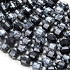 6MM Snowflake Obsidian Gemstone Grade AA Faceted Prism Double Point Cut Loose Beads (D111)