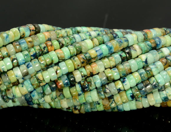 4x2mm Genuine Chrysocolla Gemstone Rondelle Heshi Slice Loose Beads 16 inch Full Strand (80007394-A260)